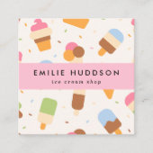 Ice Cream Pattern, Ice Cream Shop, Ice Cream Parlo Vierkante Visitekaartje (Voorkant)