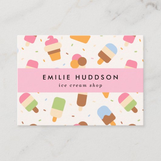 Ice Cream Pattern, Ice Cream Shop, Ice Cream Parlo Visitekaartje (Voorkant)
