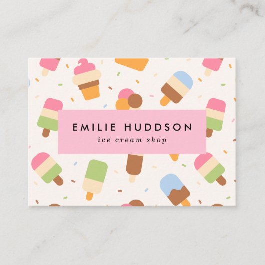 Ice Cream Pattern, Ice Cream Shop, Ice Cream Parlo Visitekaartje (Voorkant)
