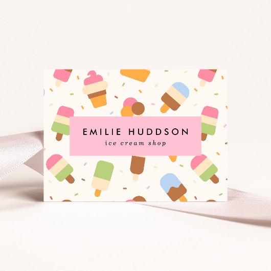 Ice Cream Pattern, Ice Cream Shop, Ice Cream Parlo Visitekaartje