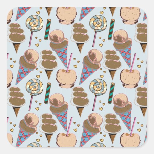 Ice cream pattern | Lollies pattern | lollipop 25 Vierkante Sticker (Voorkant)