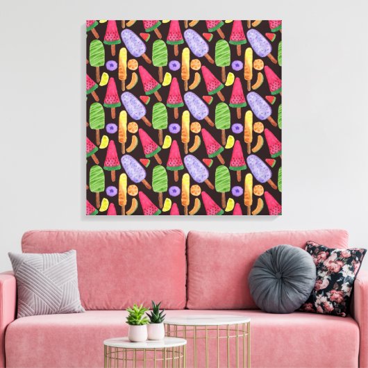 Ice cream pattern | Lollies pattern | lollipop 4 Canvas Afdruk (Insitu (Woonkamer))