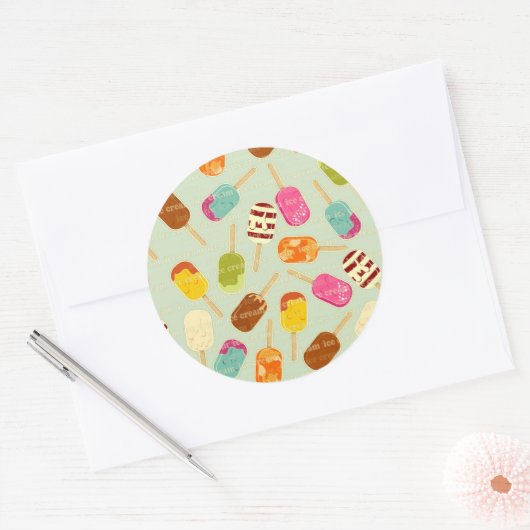 Ice Cream Pattern Ronde Sticker (Envelop)