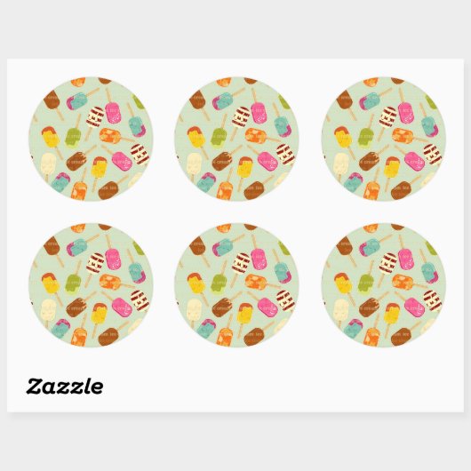 Ice Cream Pattern Ronde Sticker (Vel)