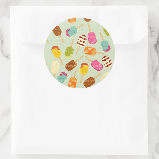 Ice Cream Pattern Ronde Sticker (Tas)