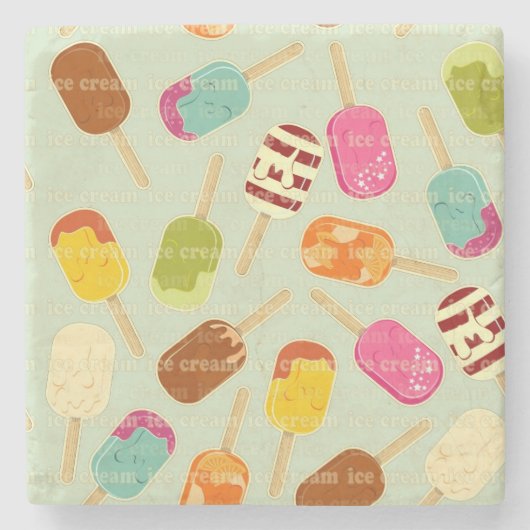 Ice Cream Pattern Stenen Onderzetter (Voorkant)