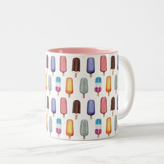 Ice Cream Pattern Tweekleurige Koffiemok (Voorkant rechts)