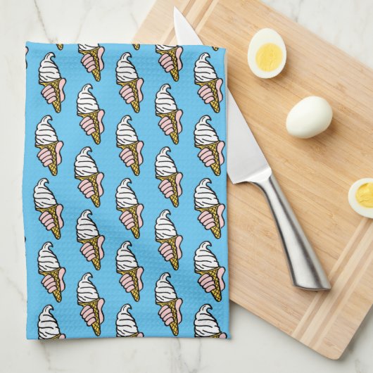 Ice Cream Pattern van Ice Cream Afbeeldingen Kitch Theedoek (Quarter Fold)