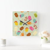 Ice Cream Pattern Vierkante Klok (Huis)