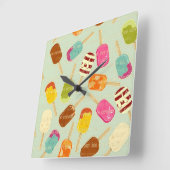 Ice Cream Pattern Vierkante Klok (Hoek)