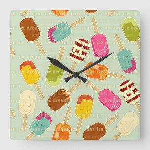 Ice Cream Pattern Vierkante Klok