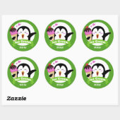 Ice Cream Penguin aangepaste monogram & kleur stic Ronde Sticker (Vel)