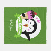 Ice Cream Penguin, aangepaste naam en kleurendeken Fleece Deken (Voorkant (Horizontaal))