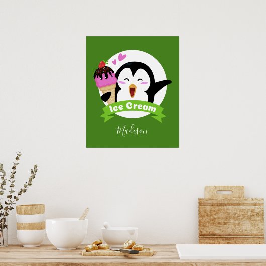 Ice Cream Penguin, aangepaste naam en poster voor  (Keuken)