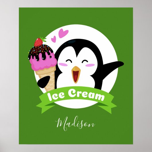 Ice Cream Penguin, aangepaste naam en poster voor (Voorkant)