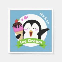 Ice Cream Penguin aangepaste naam & kleur servette Servet