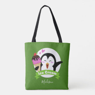 Ice Cream Penguin aangepaste naam & kleur tassen