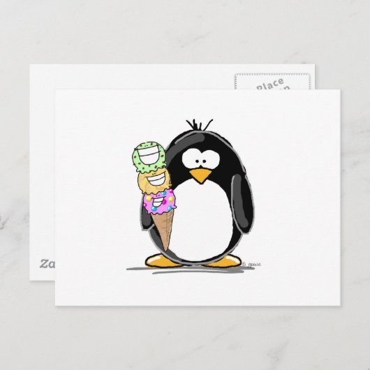 Ice Cream Penguin Briefkaart (Voorkant / Achterkant)