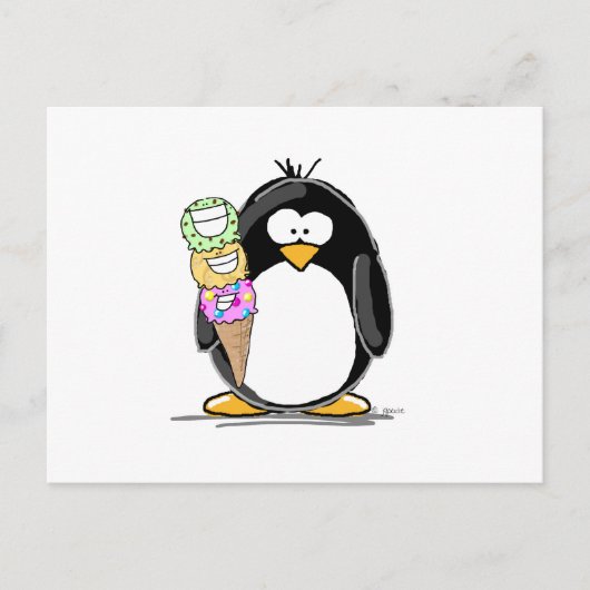 Ice Cream Penguin Briefkaart (Voorkant)