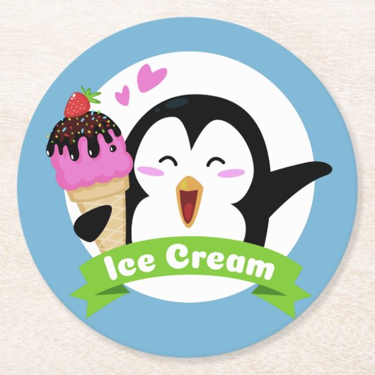 Ice Cream Penguin onderzetters voor aangepaste kle (Voorkant)