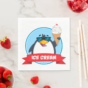 Ice Cream Penguin Wearing Sunbril Napkins Servet