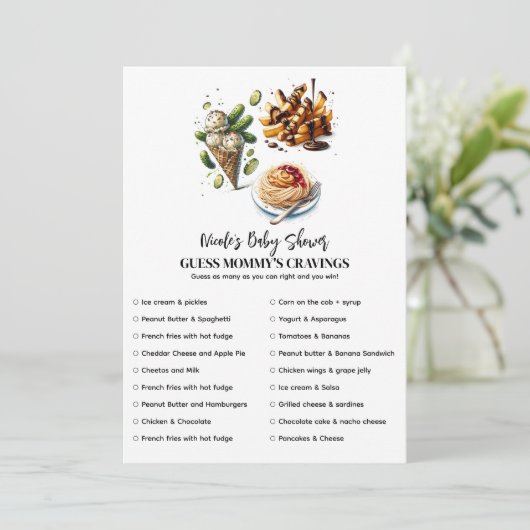 Ice Cream & Pickles cravings Baby shower spel Kaart (Staand voorkant)