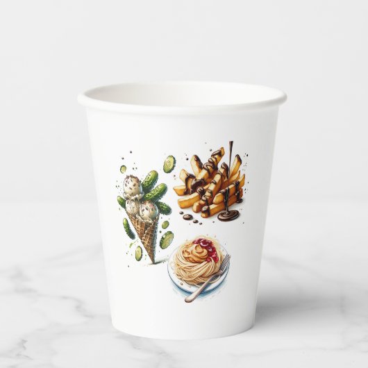 Ice Cream & Pickles Weird cravings Baby shower Papieren Bekers (Voorkant)
