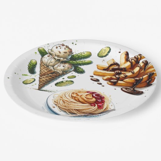 Ice Cream & Pickles Weird cravings Baby shower Papieren Bordje (Gekanteld)