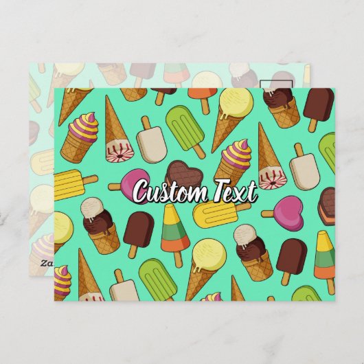 Ice Cream-pictogrammen Briefkaart (Voorkant / Achterkant)