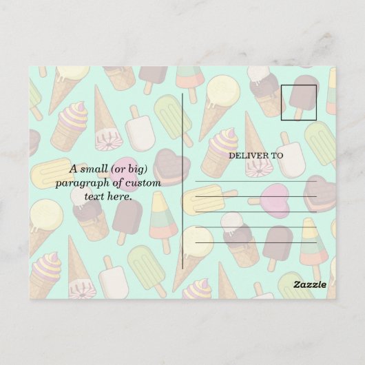 Ice Cream-pictogrammen Briefkaart (Achterkant)