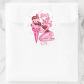 Ice Cream Pin Up Doll -Cherry Chocolade Saus Ronde Sticker (Tas)