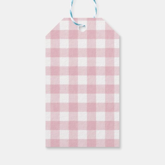 Ice Cream Pink Bow Gingham Birthday Party Cadeaulabel (Achterkant)