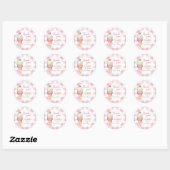 Ice Cream Pink Bow Gingham Birthday Party Ronde Sticker (Vel)