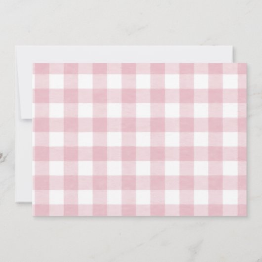 Ice Cream Pink Bow Gingham Verjaardagsfeest Foto Bedankkaart (Achterkant)