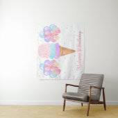 Ice Cream Pink Gold Pastel Birthday Backdrop Wandkleed (In situ)