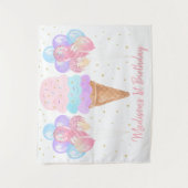 Ice Cream Pink Gold Pastel Birthday Backdrop Wandkleed (Voorkant)