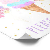 Ice Cream Pink Gold Pastel Birthday Favor Sign Poster (Hoek)
