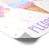 Ice Cream Pink Gold Pastel Birthday Favor Sign Poster (Hoek)