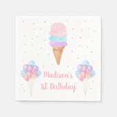 Ice Cream Pink Gold Pastel Birthday Servet (Voorkant)
