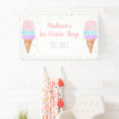 Ice Cream Pink Gold Pastel Birthday Spandoek (Insitu)