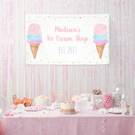 Ice Cream Pink Gold Pastel Birthday Spandoek