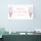 Ice Cream Pink Gold Pastel Birthday Spandoek (Beurs)