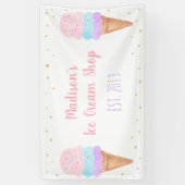 Ice Cream Pink Gold Pastel Birthday Spandoek (Verticaal)