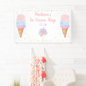 Ice Cream Pink Gold Pastel Birthday Spandoek (Insitu)