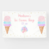 Ice Cream Pink Gold Pastel Birthday Spandoek (Horizontaal)