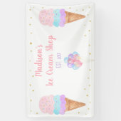 Ice Cream Pink Gold Pastel Birthday Spandoek (Verticaal)
