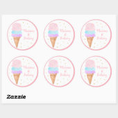 Ice Cream Pink Gold Rainbow Birthday Ronde Sticker (Vel)