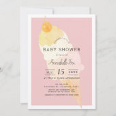 Ice Cream Pink Stripe Girl Baby shower Kaart (Voorkant)