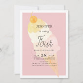 Ice Cream Pink Stripe Girl Verjaardag Kaart (Voorkant)