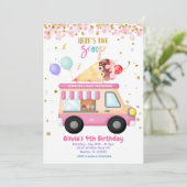 Ice Cream Pink Truck Sweet Time Birthday Kaart (Staand voorkant)